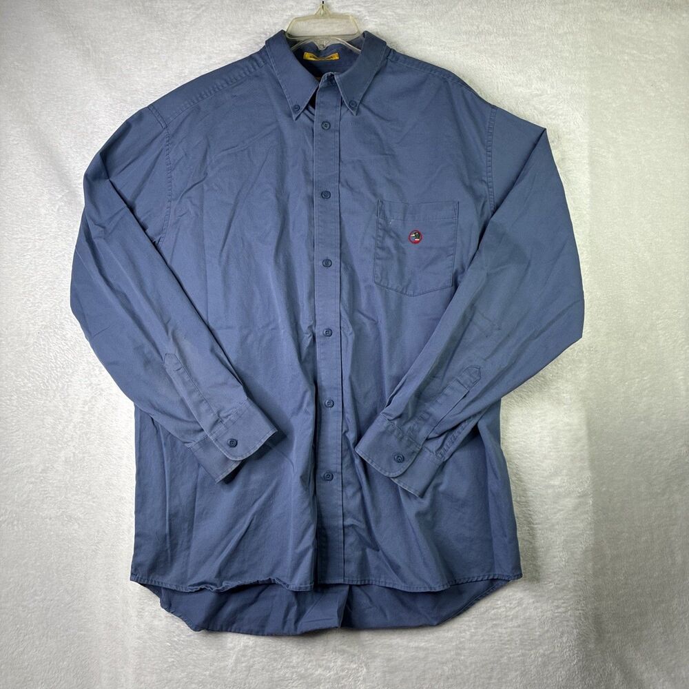 Duck Head Mens XL Blue Long Sleeve Button Down Shirt 100% Cotton Logo Pocket